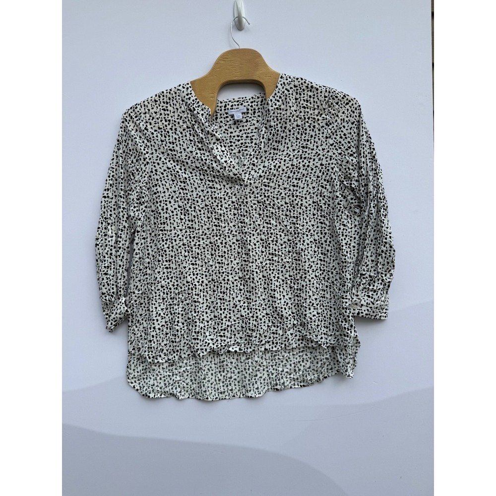 Carolina Belle Blouse Women 2X White Black Excellent Roll Tab Rayon Top